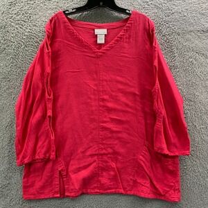 SOFT SURROUNDINGS Blouse Womens XL Top Extra Large Cold Shoulder Pink